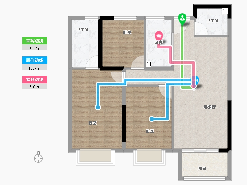 河南省-商丘市-中骏·雍景台-86.00-户型库-动静线