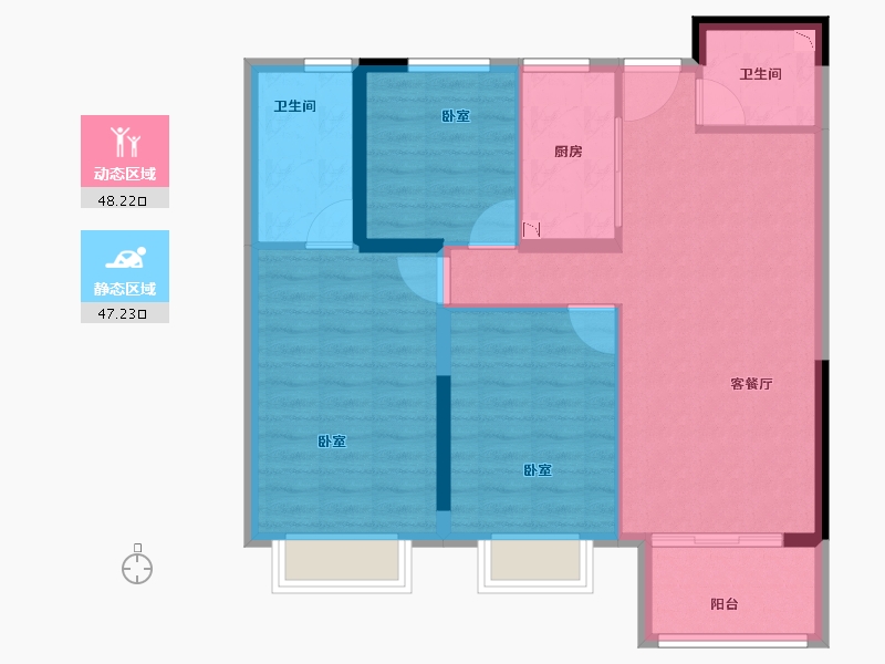 河南省-商丘市-中骏·雍景台-86.00-户型库-动静分区