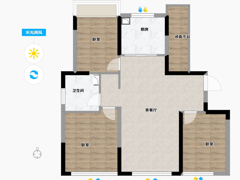 河南省-南阳市-信友天樾-85.00-户型库-采光通风