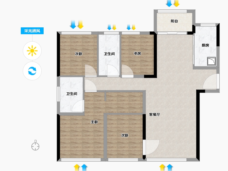 福建省-厦门市-中骏天宸-120.00-户型库-采光通风