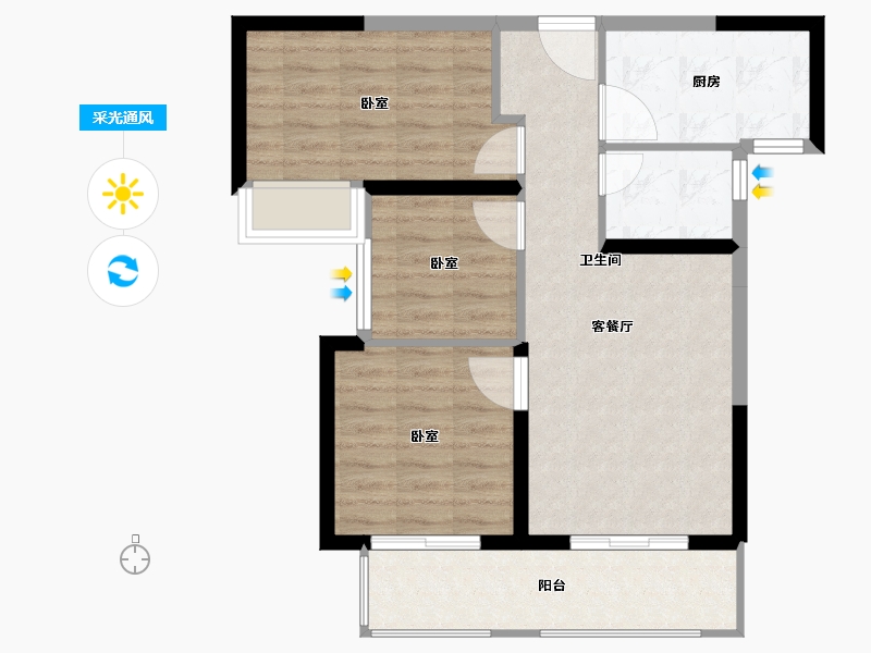 河南省-南阳市-建业壹号城邦-71.00-户型库-采光通风