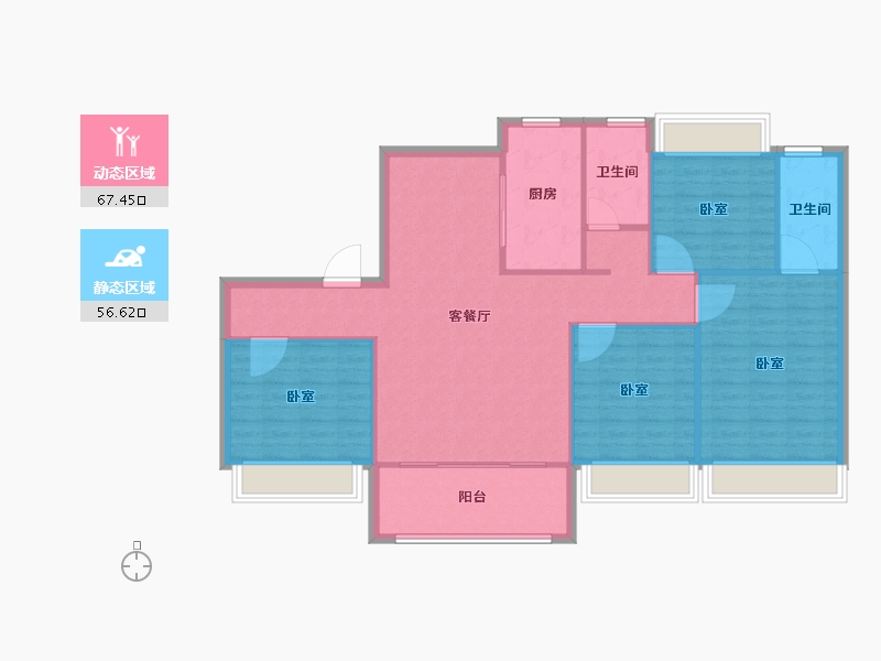 河南省-信阳市-碧桂园黄金时代-114.10-户型库-动静分区