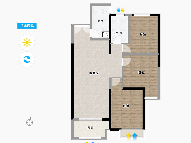 河南省-郑州市-鑫苑金水观城-92.00-户型库-采光通风