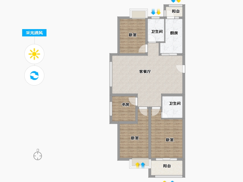 河南省-信阳市-林溪佳苑-108.00-户型库-采光通风