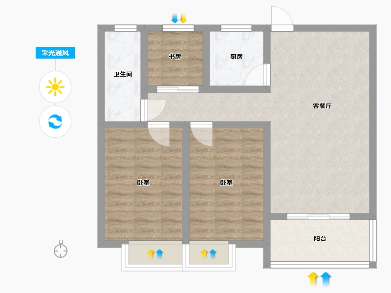 河南省-许昌市-上宅西湖湾-68.53-户型库-采光通风