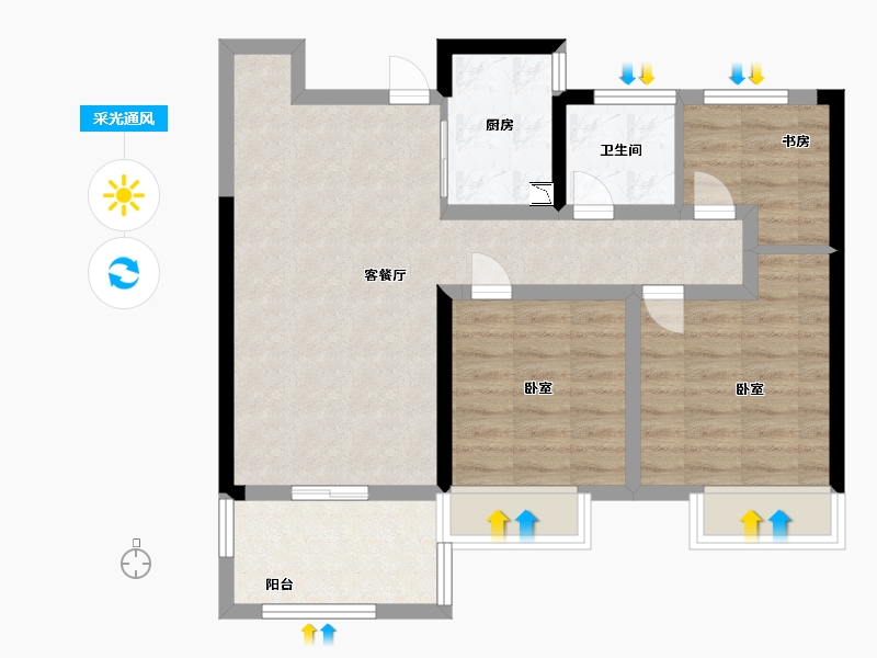 河南省-许昌市-康桥九溪天悦-71.00-户型库-采光通风