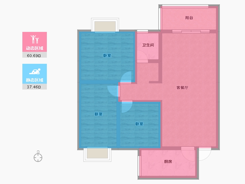 河南省-南阳市-金海广场-87.33-户型库-动静分区