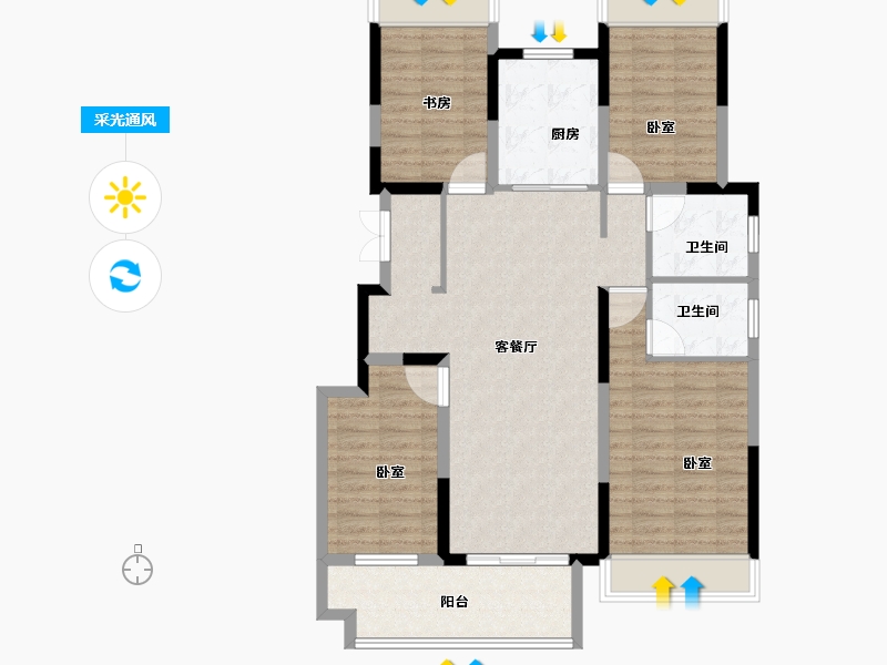 河南省-南阳市-中梁首府-104.00-户型库-采光通风