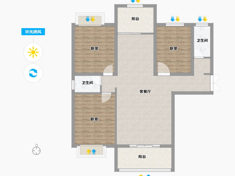 河南省-信阳市-华鼎·蓝天家苑-102.54-户型库-采光通风