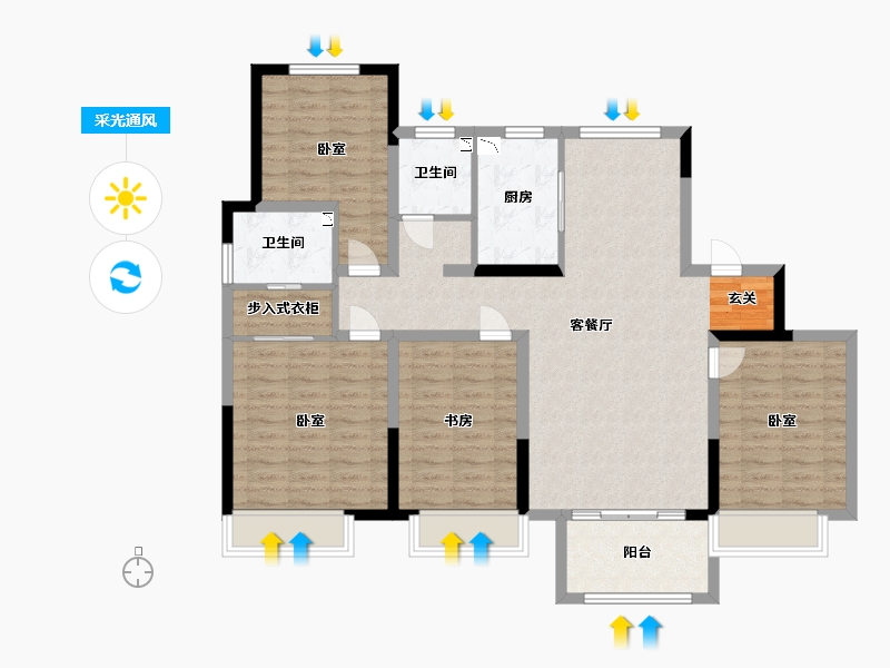 河南省-许昌市-当代宏安·满堂悦-109.99-户型库-采光通风