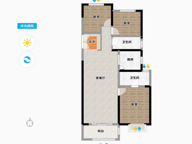 河南省-郑州市-鑫苑金水观城-110.00-户型库-采光通风