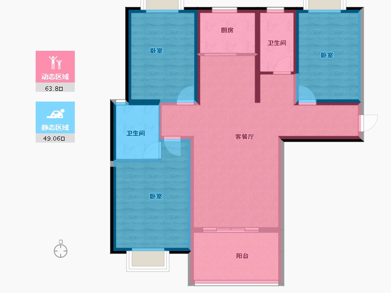 河南省-信阳市-北城名苑-100.89-户型库-动静分区