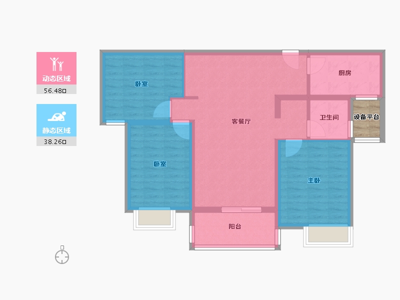 河南省-南阳市-东青·颐和原著-86.99-户型库-动静分区