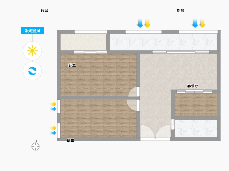 河南省-南阳市-鑫苑名座-86.00-户型库-采光通风