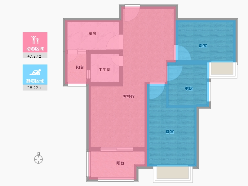 河南省-信阳市-林溪佳苑-66.01-户型库-动静分区