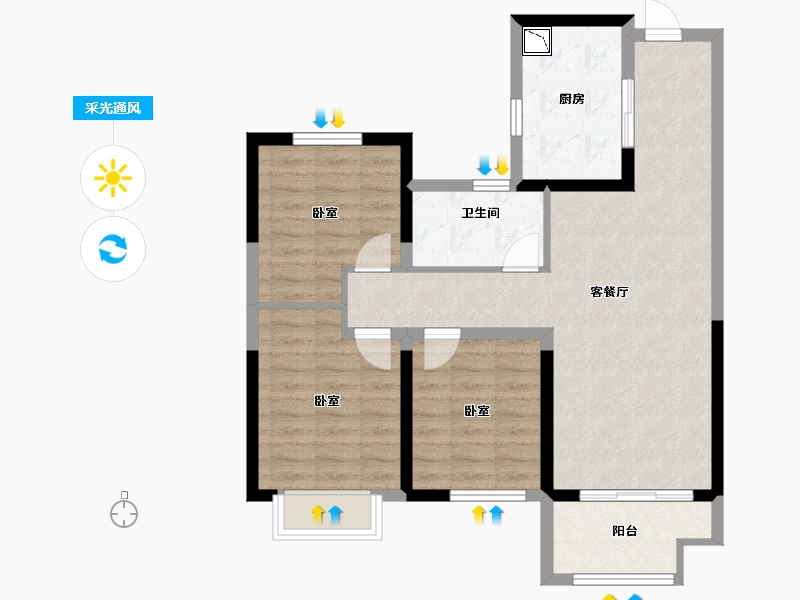 河南省-郑州市-正商兰庭华府-79.08-户型库-采光通风