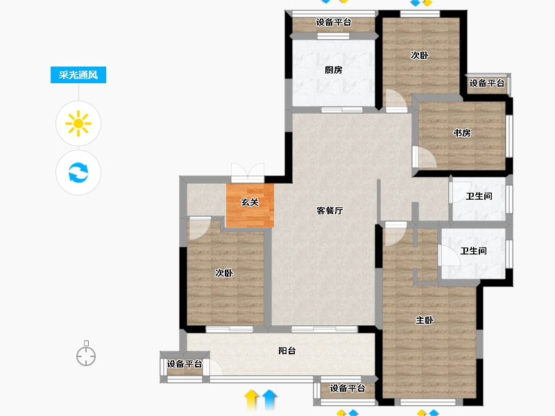 江苏省-常州市-随园金麟府-115.00-户型库-采光通风