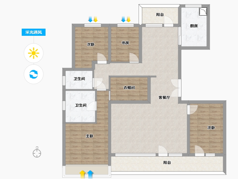 山东省-济南市-中海天钻-133.38-户型库-采光通风