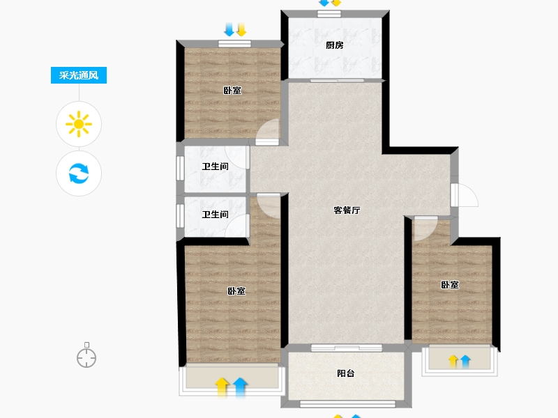 河南省-安阳市-万和府-93.37-户型库-采光通风