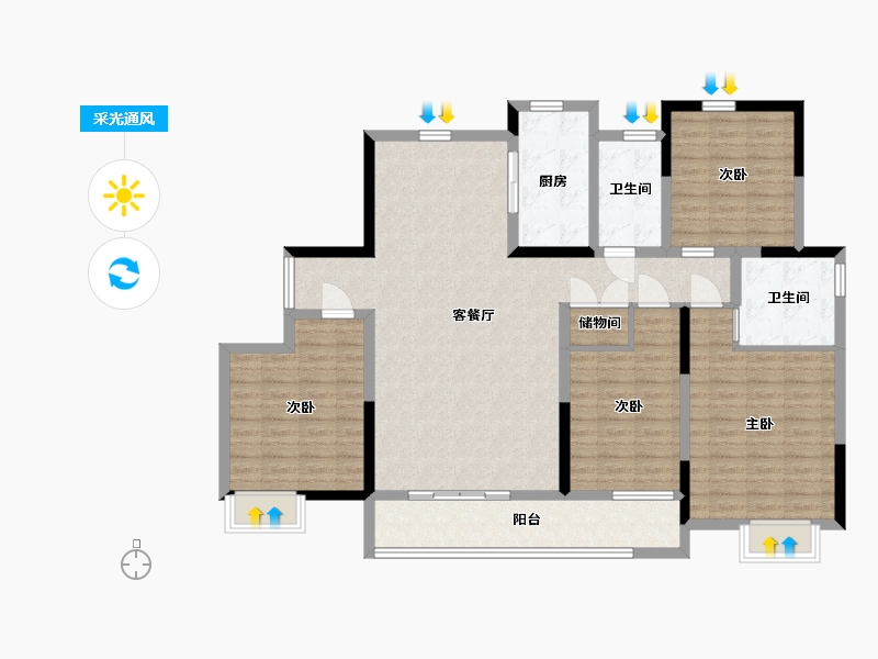 山东省-临沂市-拉菲公馆-130.00-户型库-采光通风