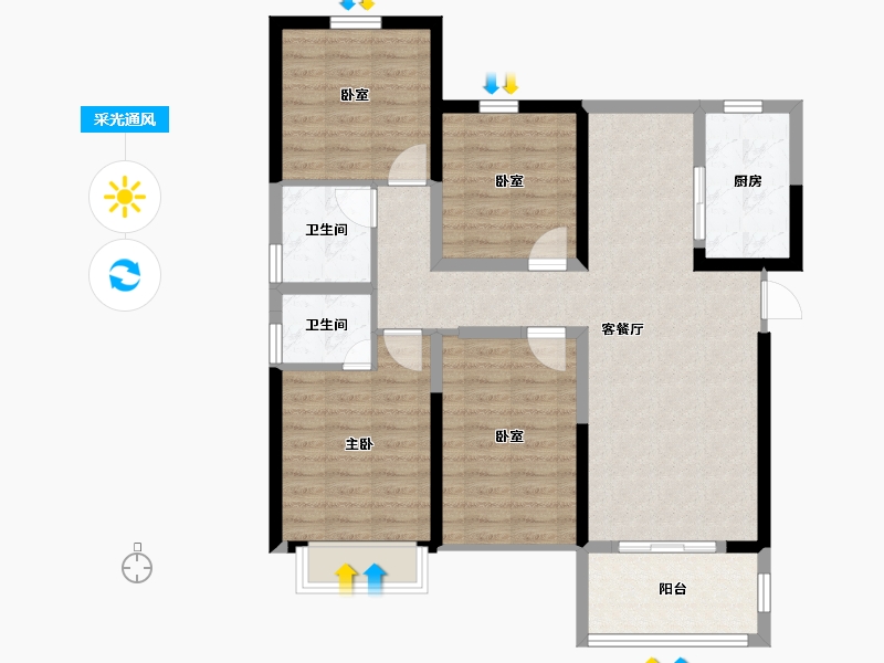 河南省-安阳市-万和府-93.93-户型库-采光通风