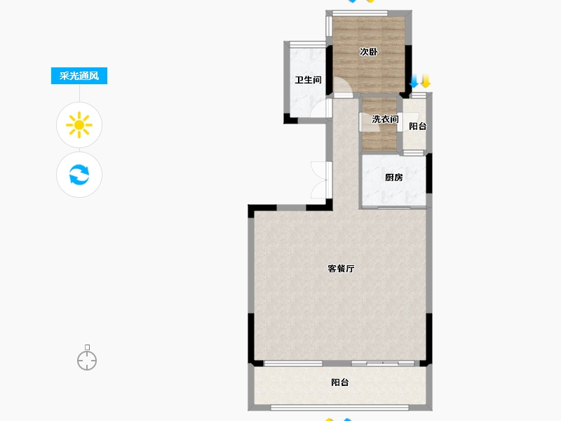 四川省-成都市-华新花予墅-84.25-户型库-采光通风