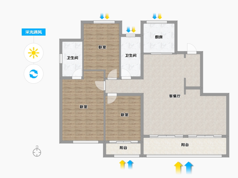 山东省-烟台市-融创壹品-136.00-户型库-采光通风