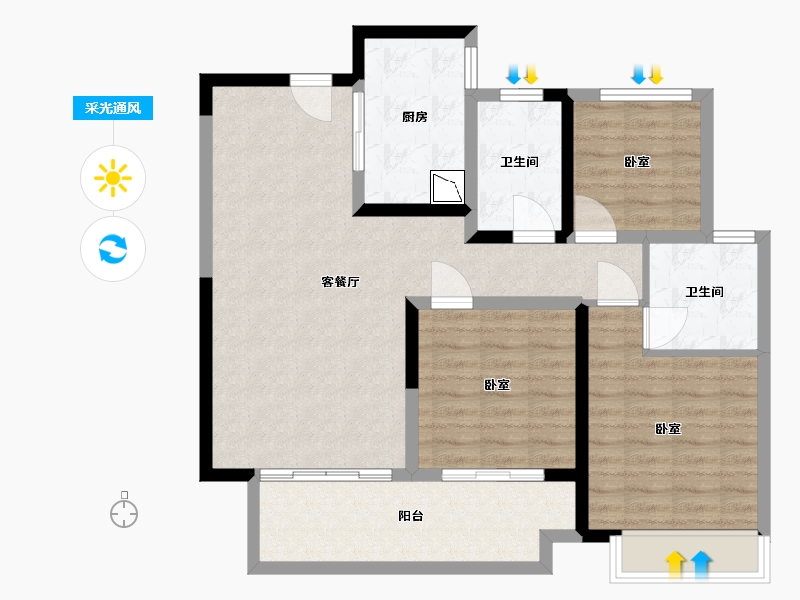 河南省-许昌市-新城金樾府-92.00-户型库-采光通风