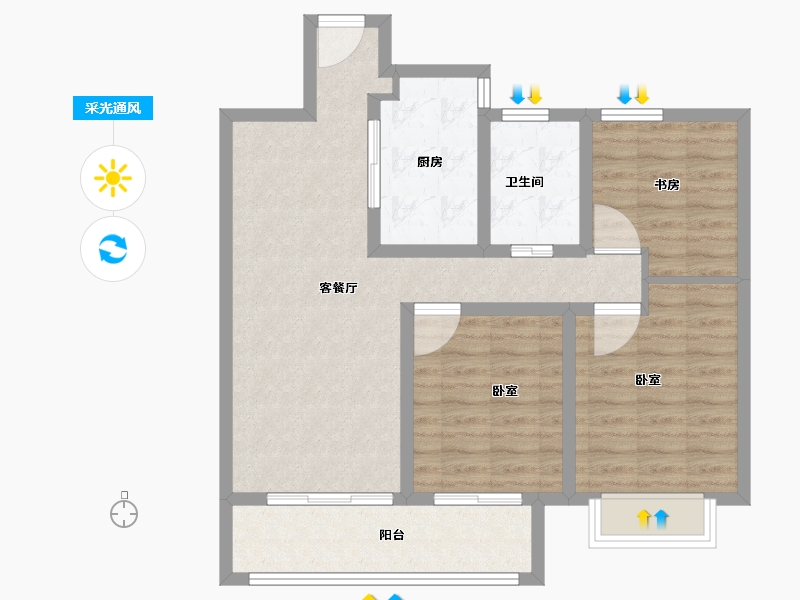 河南省-商丘市-珠江府-82.00-户型库-采光通风