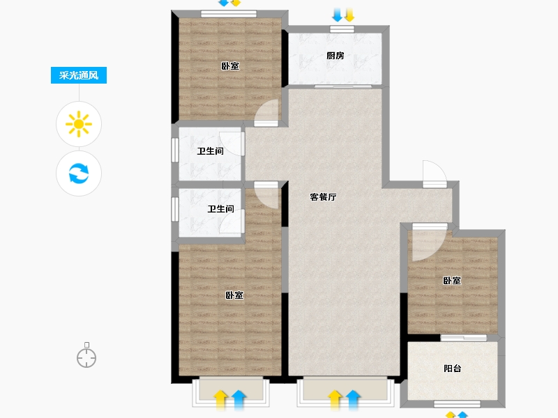 山东省-德州市-锦轩鸿府-113.22-户型库-采光通风