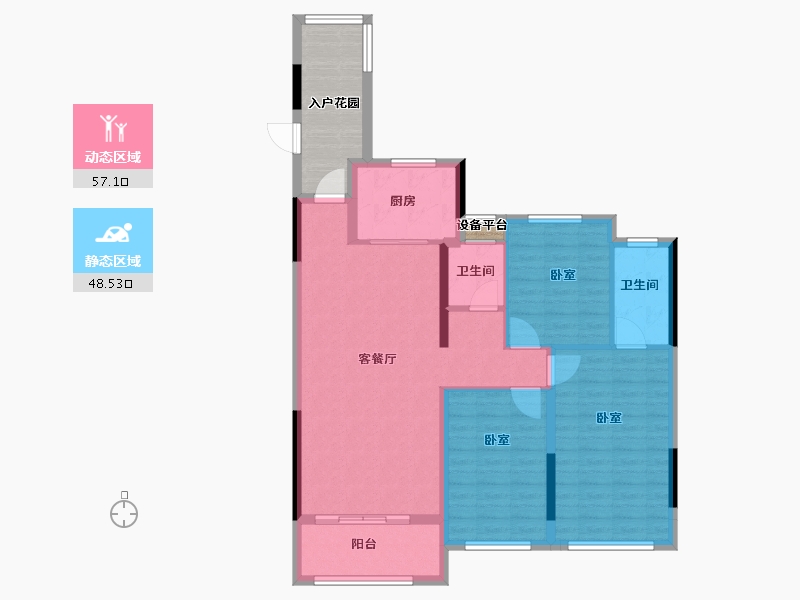 河南省-信阳市-东方今典·伍號公馆-104.31-户型库-动静分区