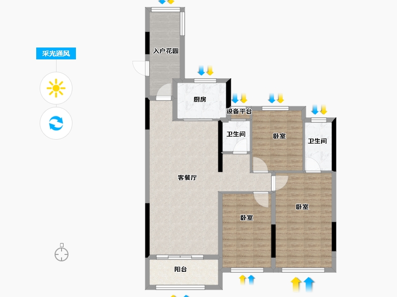 河南省-信阳市-东方今典·伍號公馆-104.31-户型库-采光通风