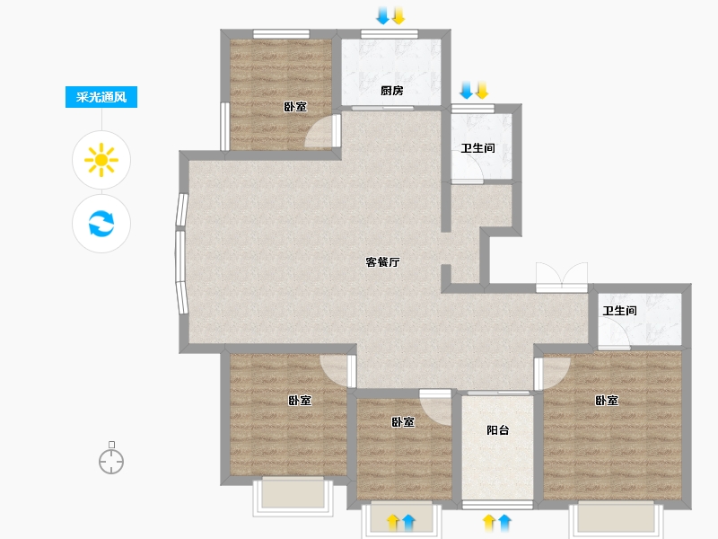 河南省-信阳市-龙江帝景-110.27-户型库-采光通风