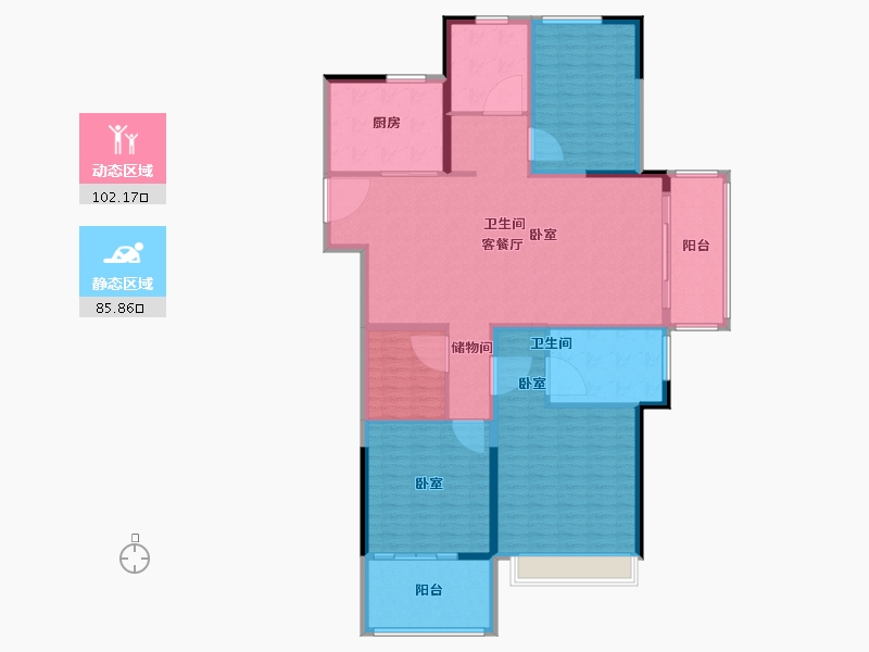 河南省-郑州市-世茂振兴璀璨熙湖-172.94-户型库-动静分区