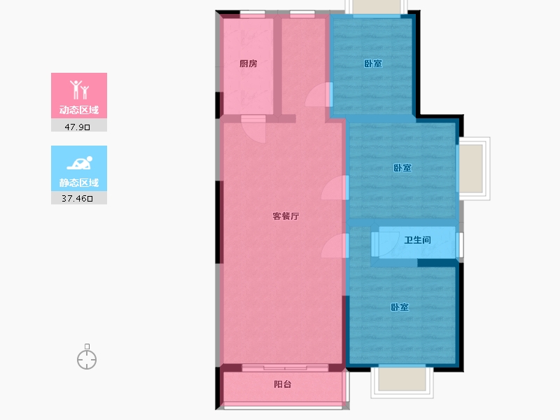 河南省-南阳市-金川美景春天-75.14-户型库-动静分区