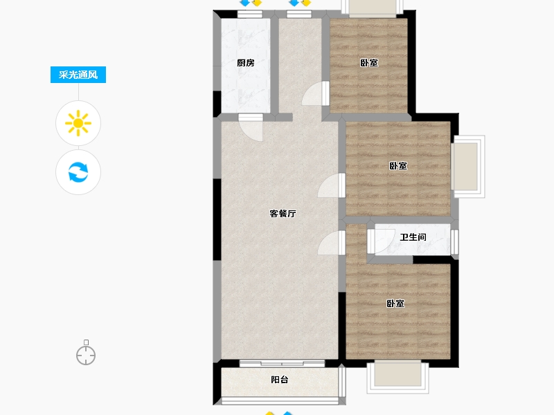 河南省-南阳市-金川美景春天-75.14-户型库-采光通风