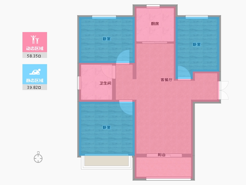 河南省-郑州市-公园世家-87.60-户型库-动静分区