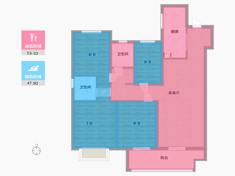 江苏省-苏州市-新城十里锦绣-95.00-户型库-动静分区