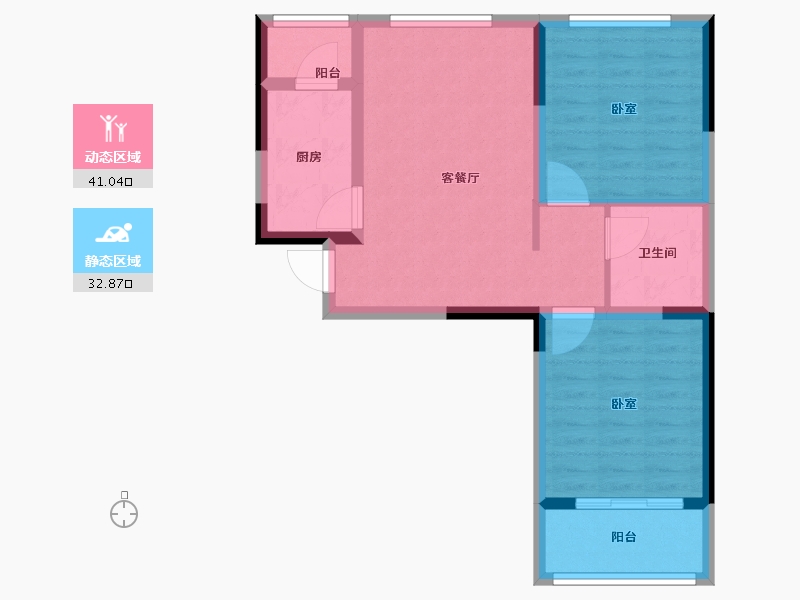 河南省-郑州市-蓝宝·桃源里-65.74-户型库-动静分区