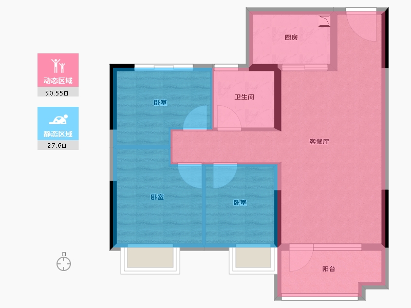 山东省-烟台市-碧桂园凤凰云璟-70.00-户型库-动静分区