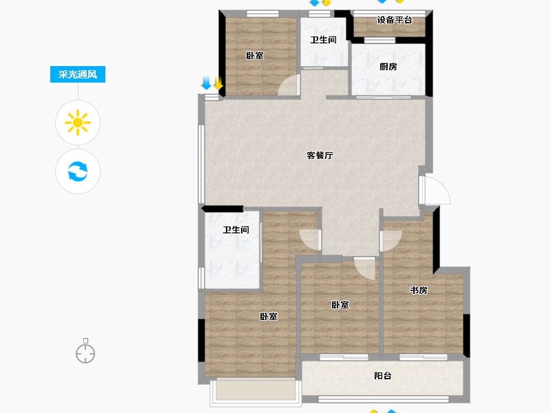 浙江省-绍兴市-宝能凤林府-108.73-户型库-采光通风