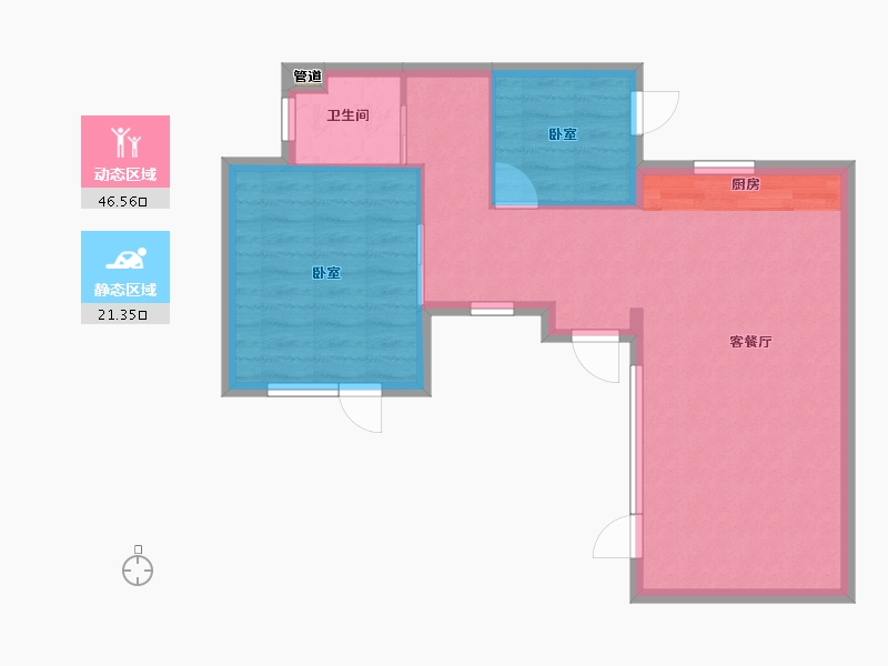 山东省-青岛市-融创阿朵小镇-62.32-户型库-动静分区