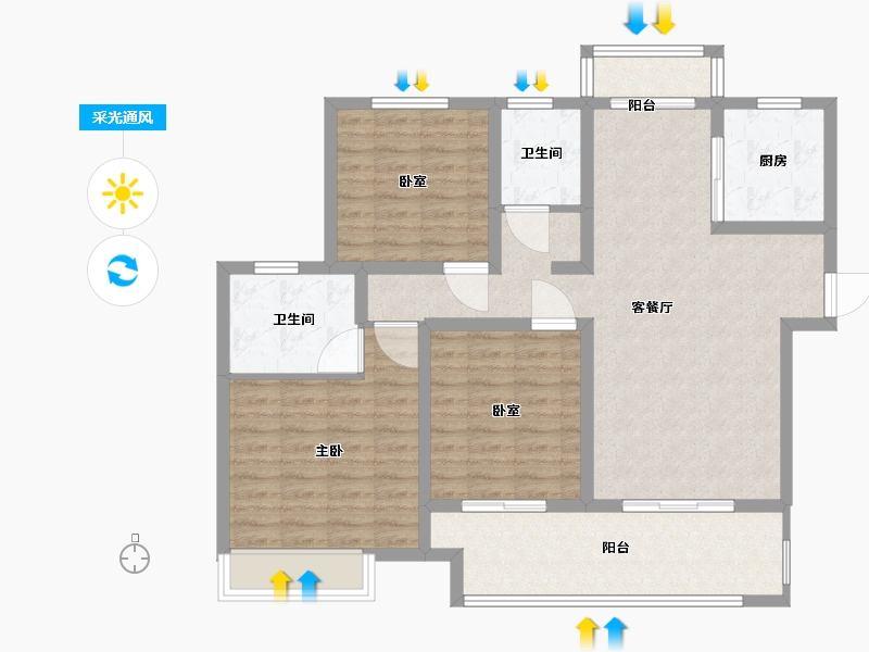 河南省-许昌市-长葛建业森林半岛-101.00-户型库-采光通风