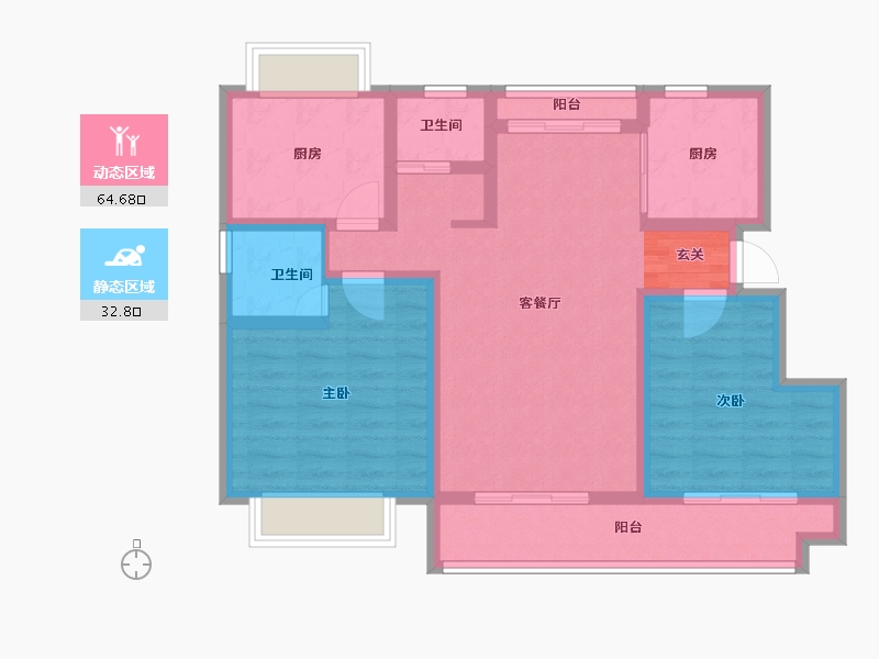 安徽省-滁州市-凤阳书香门第-86.00-户型库-动静分区