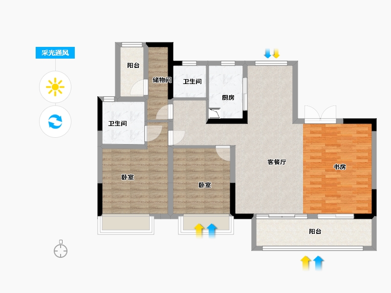 河南省-漯河市-康桥昌建璟云府-102.10-户型库-采光通风