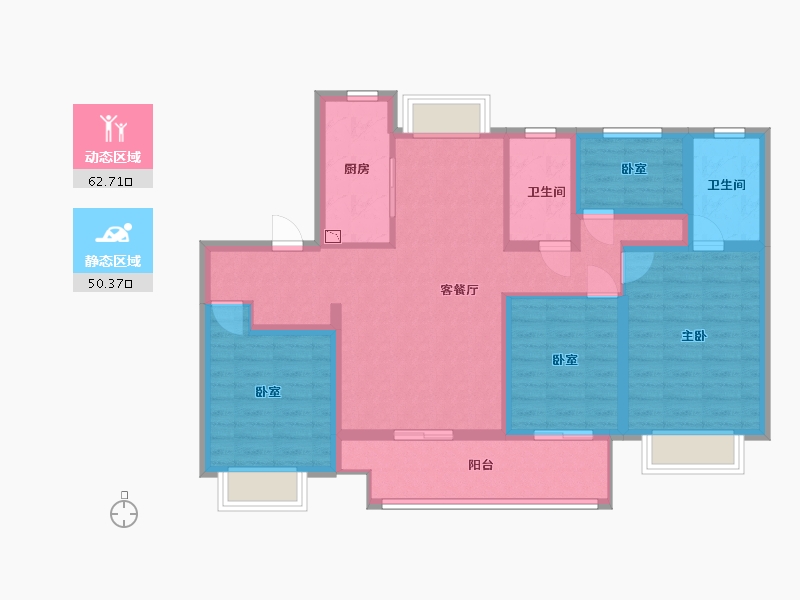 江苏省-苏州市-新城十里锦绣-100.00-户型库-动静分区