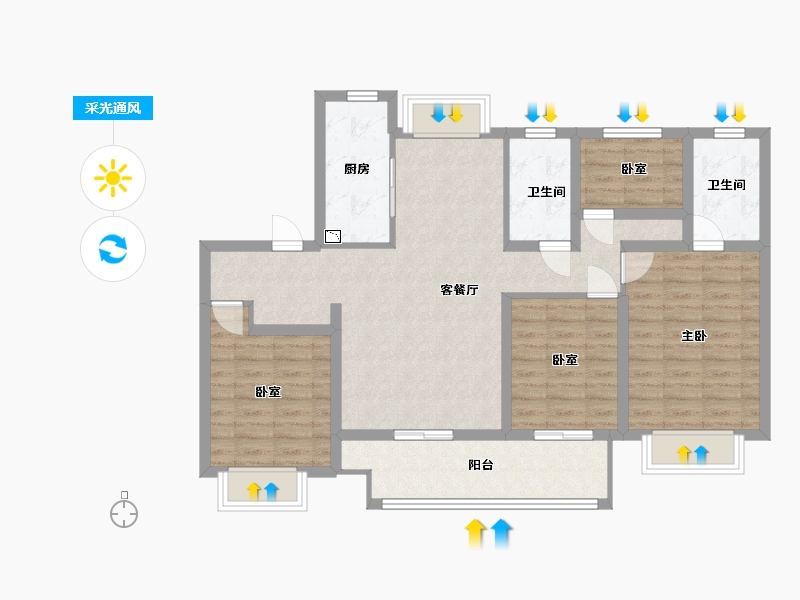 江苏省-苏州市-新城十里锦绣-100.00-户型库-采光通风