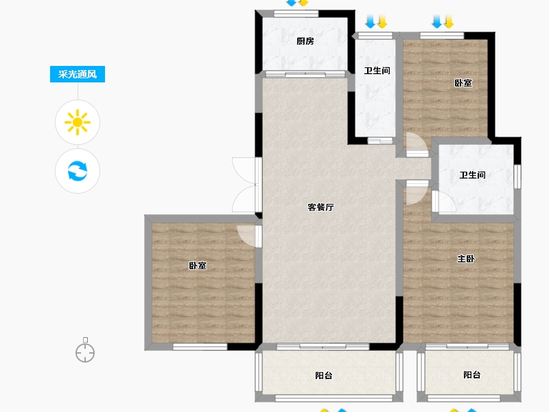 河南省-信阳市-九龙湾-111.92-户型库-采光通风