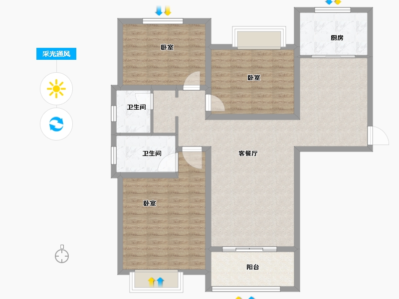 河南省-信阳市-林溪佳苑-105.00-户型库-采光通风