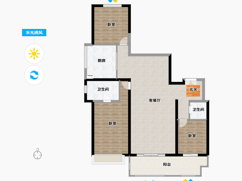 河南省-郑州市-鑫苑金水观城-133.00-户型库-采光通风